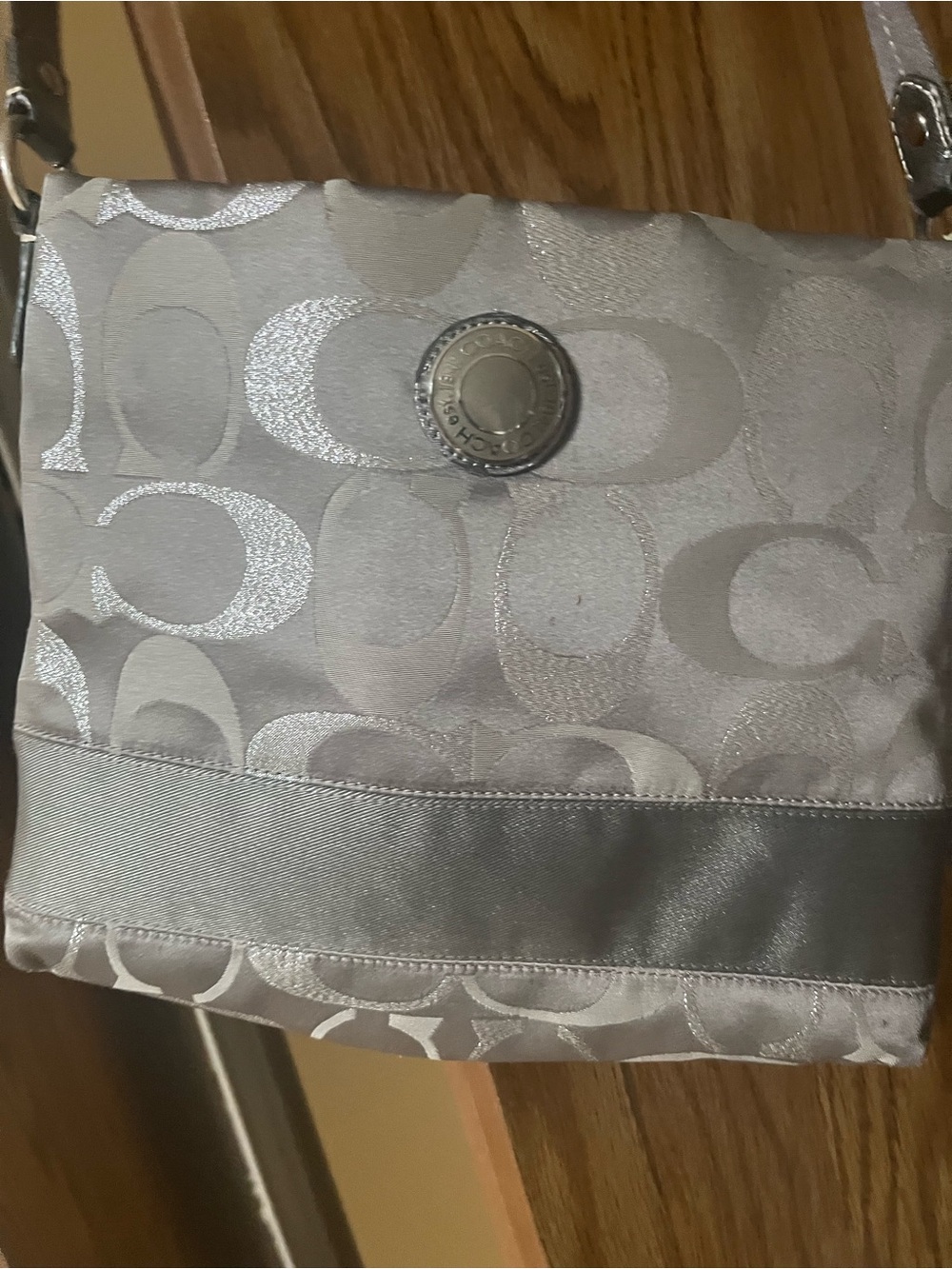 Coach Silver Signature 'C' Crossbody Bag